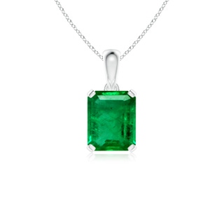 10x8mm AAA Emerald-Cut Emerald Solitaire Pendant in P950 Platinum