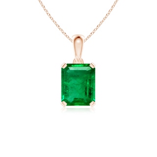 10x8mm AAA Emerald-Cut Emerald Solitaire Pendant in Rose Gold