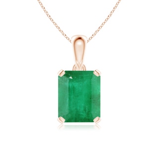 12x10mm A Emerald-Cut Emerald Solitaire Pendant in Rose Gold