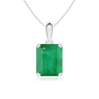 12x10mm A Emerald-Cut Emerald Solitaire Pendant in S999 Silver