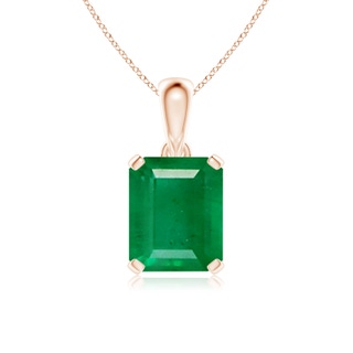 12x10mm AA Emerald-Cut Emerald Solitaire Pendant in Rose Gold