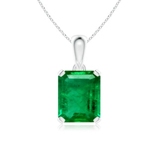 12x10mm AAA Emerald-Cut Emerald Solitaire Pendant in P950 Platinum