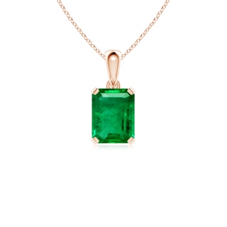 9x7mm AAA Emerald-Cut Emerald Solitaire Pendant in Rose Gold