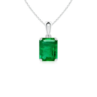 9x7mm AAA Emerald-Cut Emerald Solitaire Pendant in S999 Silver