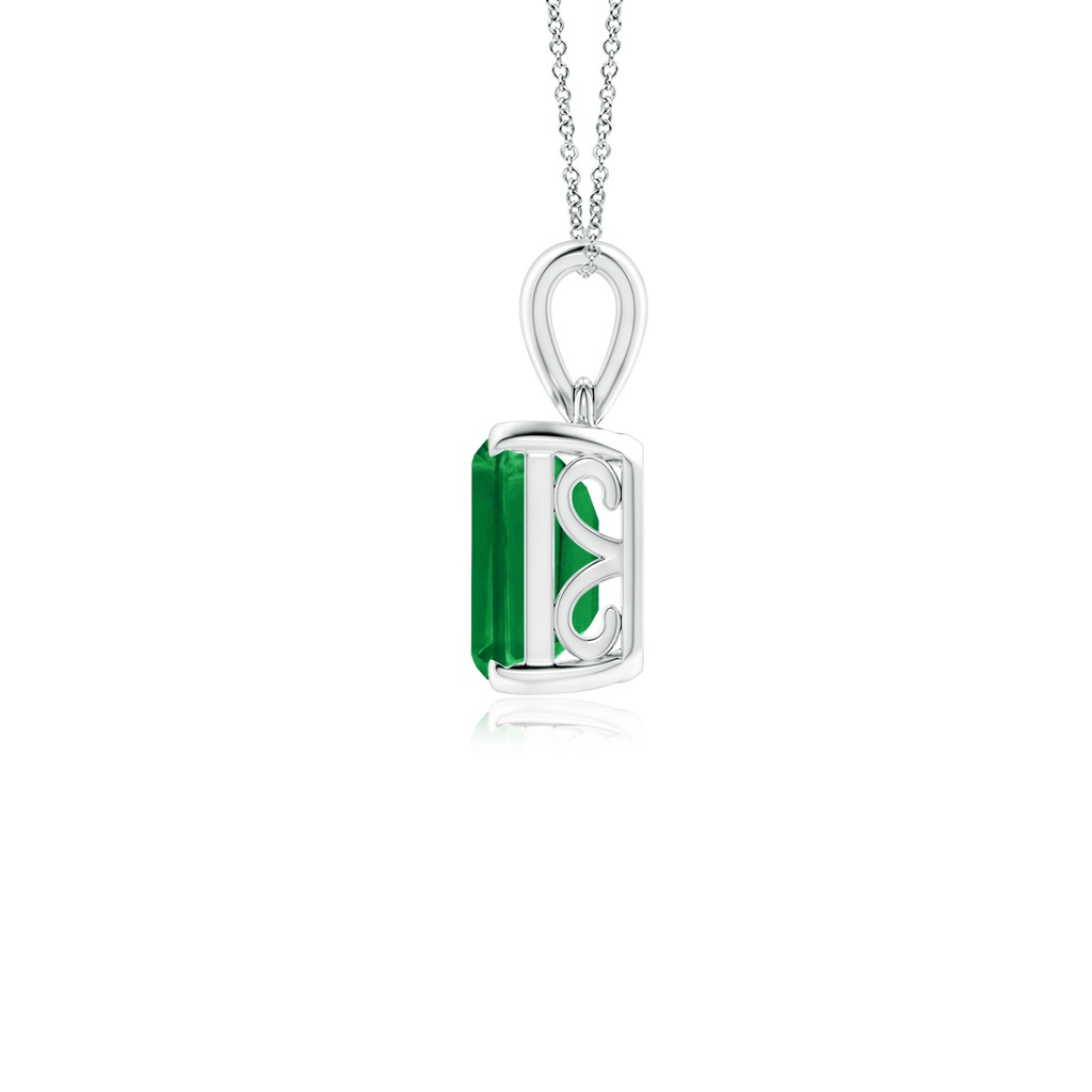 9x7mm AAA Emerald-Cut Emerald Solitaire Pendant in S999 Silver Side 199