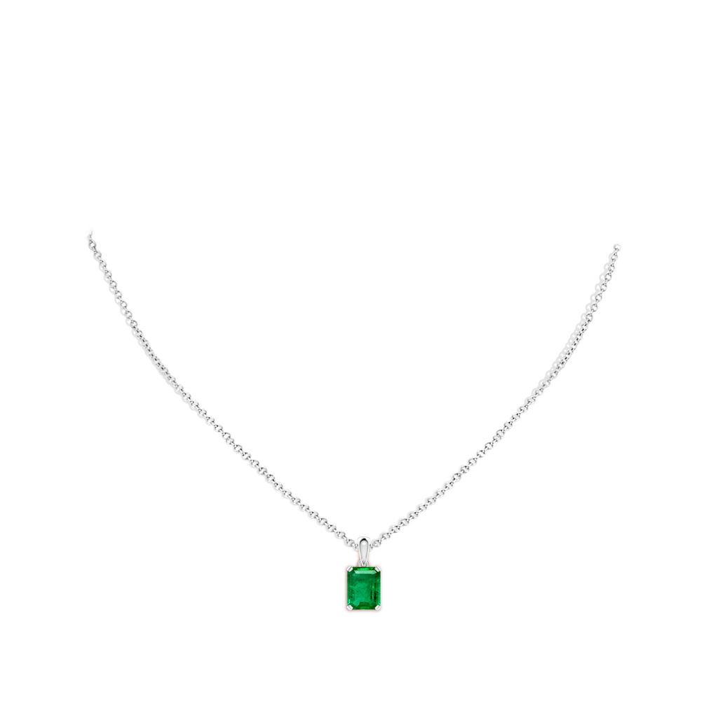 9x7mm AAA Emerald-Cut Emerald Solitaire Pendant in White Gold pen