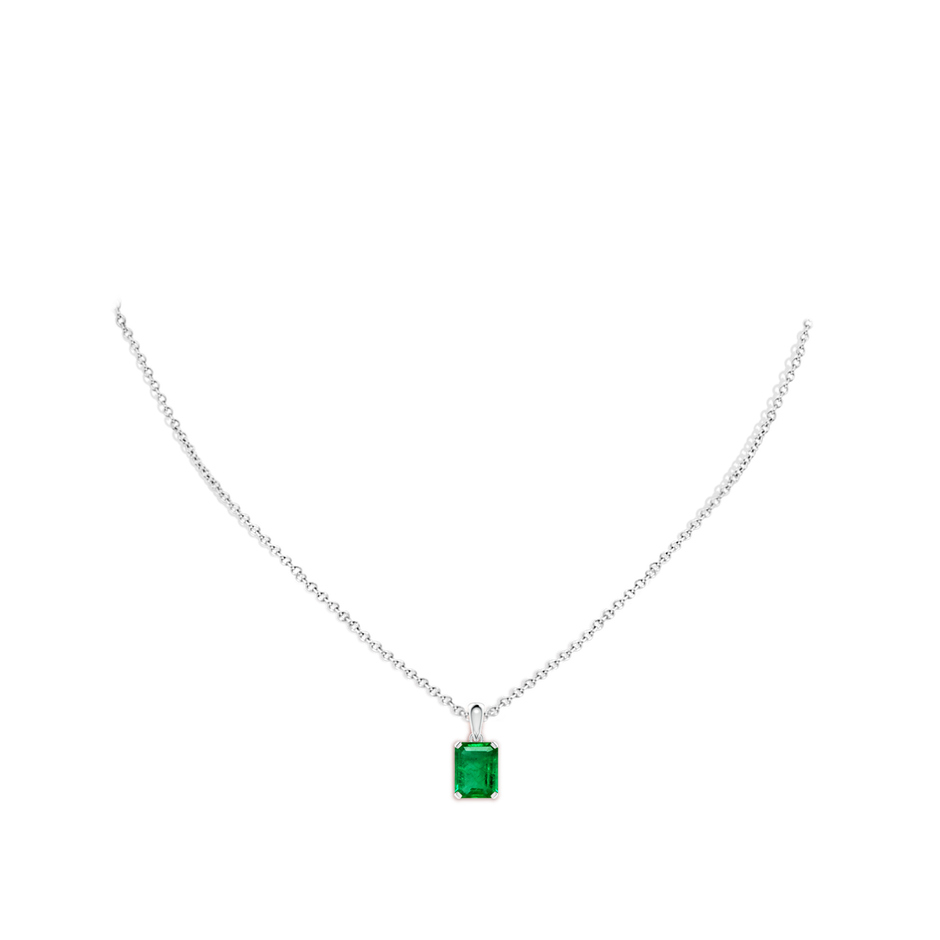 9x7mm AAA Emerald-Cut Emerald Solitaire Pendant in White Gold pen