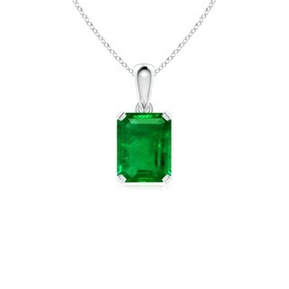 9x7mm AAAA Emerald-Cut Emerald Solitaire Pendant in P950 Platinum