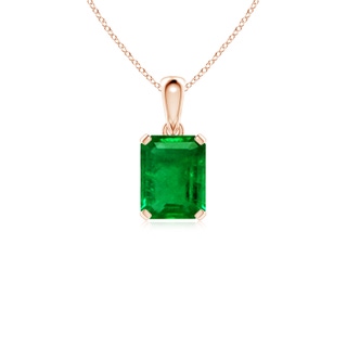 9x7mm AAAA Emerald-Cut Emerald Solitaire Pendant in Rose Gold