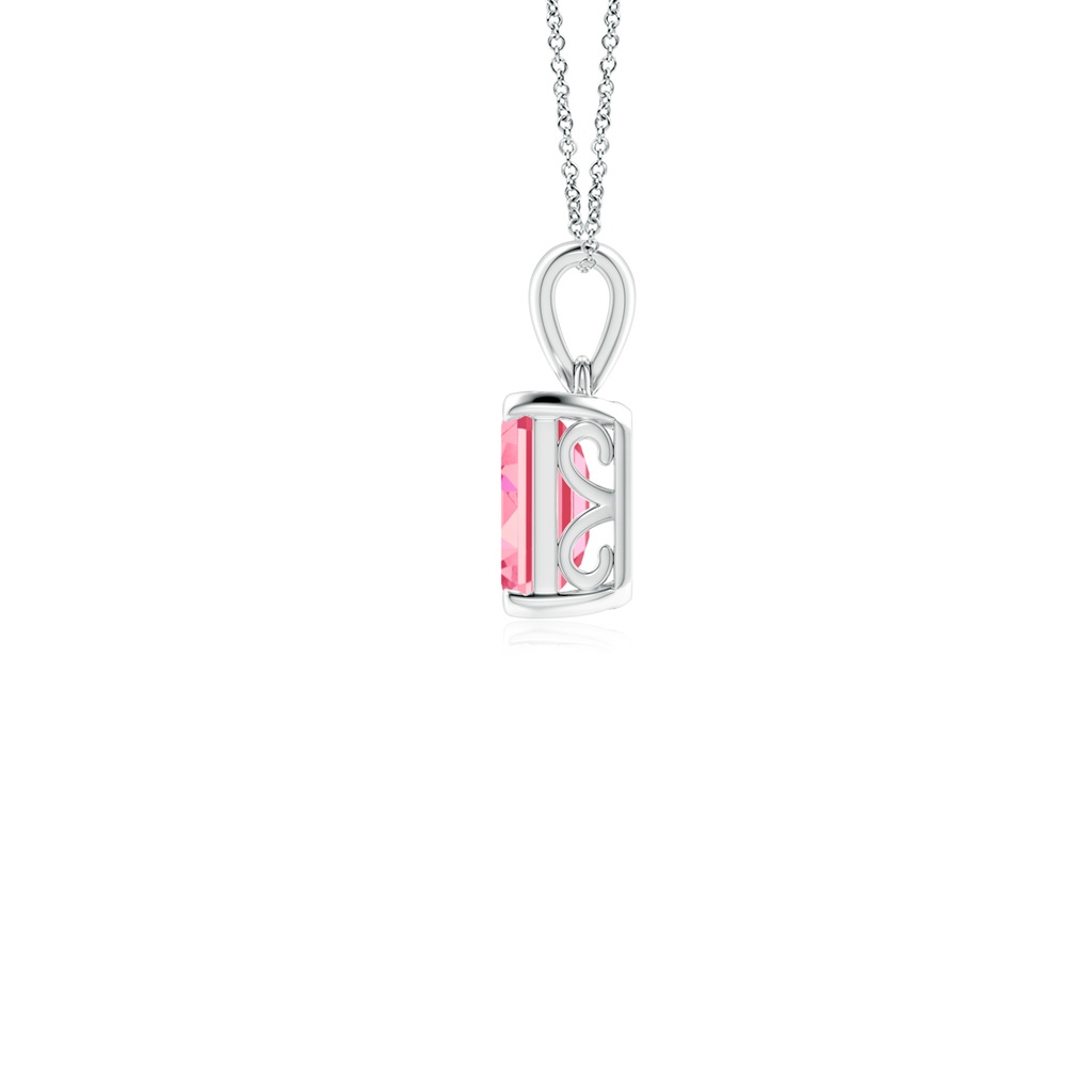 7x5mm AAAA Emerald-Cut Fancy Intense Pink Diamond Solitaire Pendant in P950 Platinum - side 199