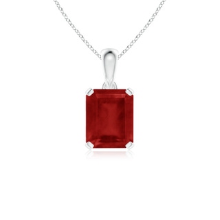 10x8mm AA Emerald-Cut Ruby Solitaire Pendant in P950 Platinum