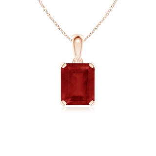10x8mm AA Emerald-Cut Ruby Solitaire Pendant in Rose Gold