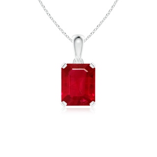 10x8mm AAA Emerald-Cut Ruby Solitaire Pendant in P950 Platinum