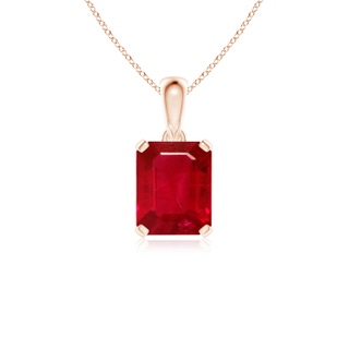 10x8mm AAA Emerald-Cut Ruby Solitaire Pendant in Rose Gold