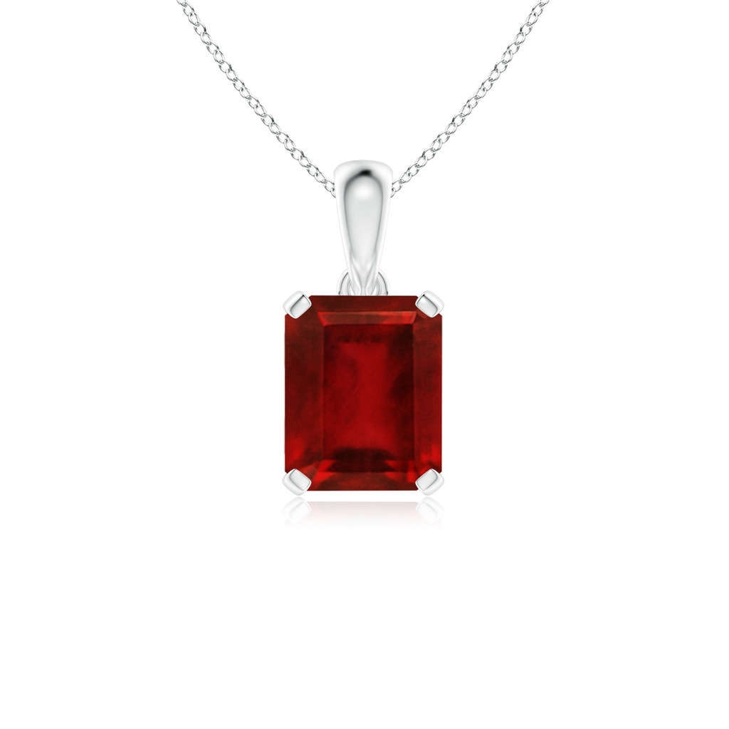 10x8mm AAAA Emerald-Cut Ruby Solitaire Pendant in S999 Silver