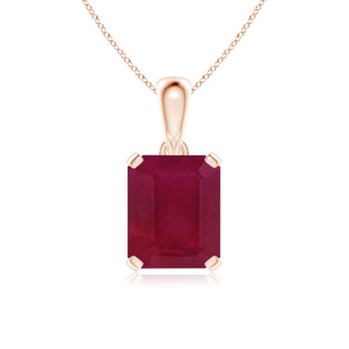 12x10mm A Emerald-Cut Ruby Solitaire Pendant in Rose Gold
