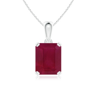 12x10mm A Emerald-Cut Ruby Solitaire Pendant in S999 Silver