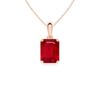 9x7mm AAA Emerald-Cut Ruby Solitaire Pendant in Rose Gold