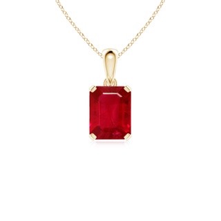 9x7mm AAA Emerald-Cut Ruby Solitaire Pendant in Yellow Gold