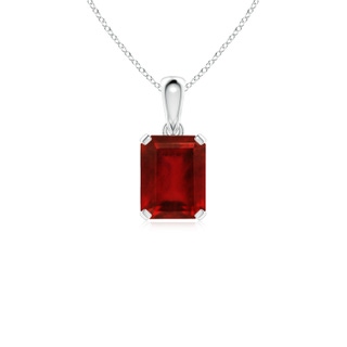 9x7mm AAAA Emerald-Cut Ruby Solitaire Pendant in S999 Silver