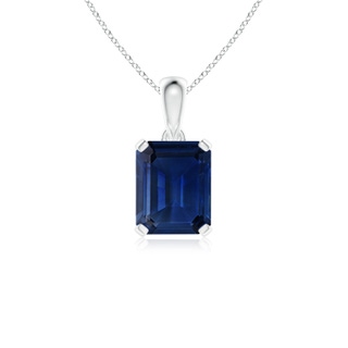 10x8mm AAA Emerald-Cut Blue Sapphire Solitaire Pendant in S999 Silver