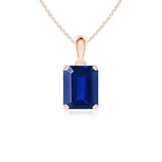 10x8mm AAAA Emerald-Cut Blue Sapphire Solitaire Pendant in Rose Gold