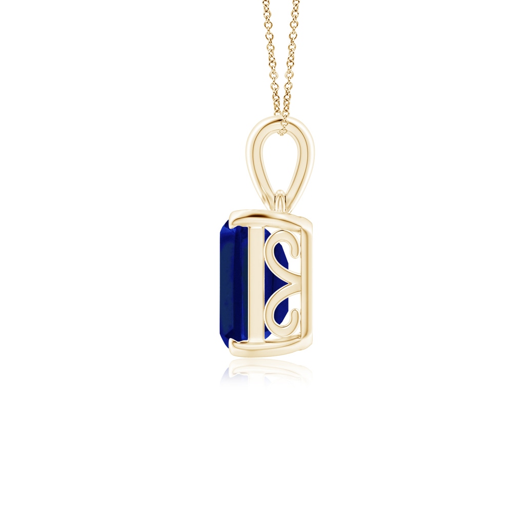 10x8mm Lab-Grown Emerald-Cut Blue Sapphire Solitaire Pendant in Yellow Gold - side 199