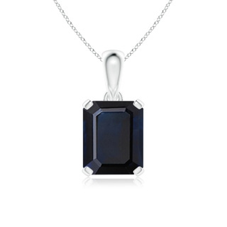 12x10mm A Emerald-Cut Blue Sapphire Solitaire Pendant in P950 Platinum