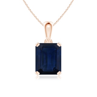 12x10mm AA Emerald-Cut Blue Sapphire Solitaire Pendant in Rose Gold