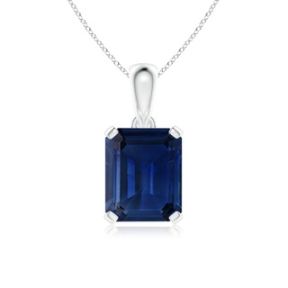 12x10mm AAA Emerald-Cut Blue Sapphire Solitaire Pendant in P950 Platinum