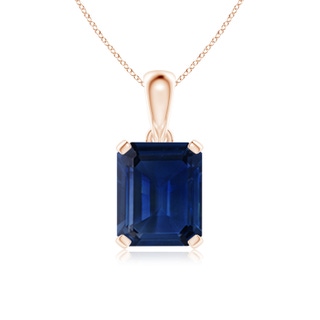 12x10mm AAA Emerald-Cut Blue Sapphire Solitaire Pendant in Rose Gold