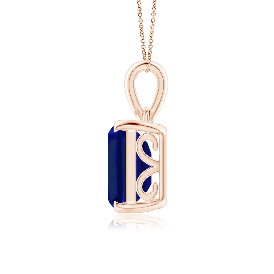 12x10mm Lab-Grown Emerald-Cut Blue Sapphire Solitaire Pendant in Rose Gold side 199