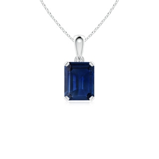 9x7mm AAA Emerald-Cut Blue Sapphire Solitaire Pendant in P950 Platinum