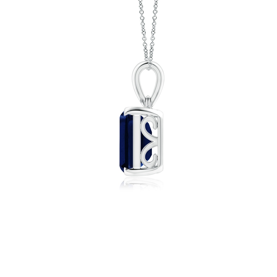 9x7mm AAA Emerald-Cut Blue Sapphire Solitaire Pendant in White Gold side 199