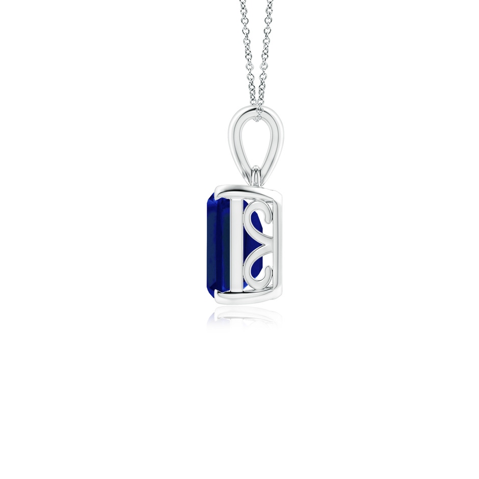 9x7mm Lab-Grown Emerald-Cut Blue Sapphire Solitaire Pendant in S999 Silver side 199