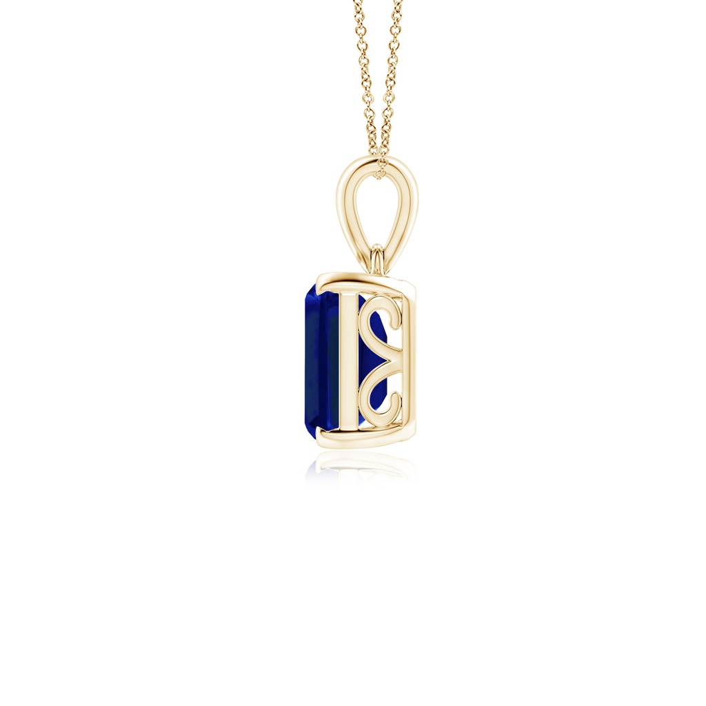 9x7mm Lab-Grown Emerald-Cut Blue Sapphire Solitaire Pendant in Yellow Gold - side 199