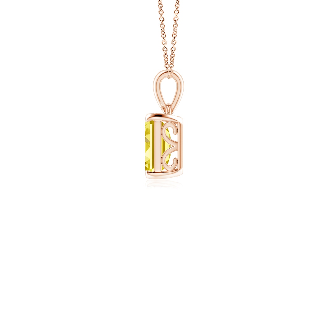 7x5mm AAAA Emerald-Cut Fancy Intense Yellow Diamond Solitaire Pendant in Rose Gold - side 199
