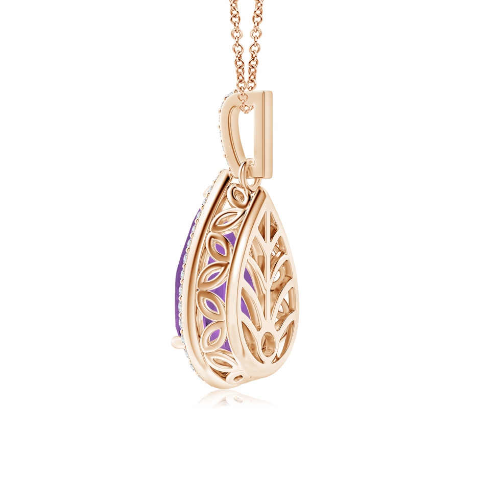 13x8mm A Pear-Shaped Amethyst Halo Pendant with Diamonds in Rose Gold side 299