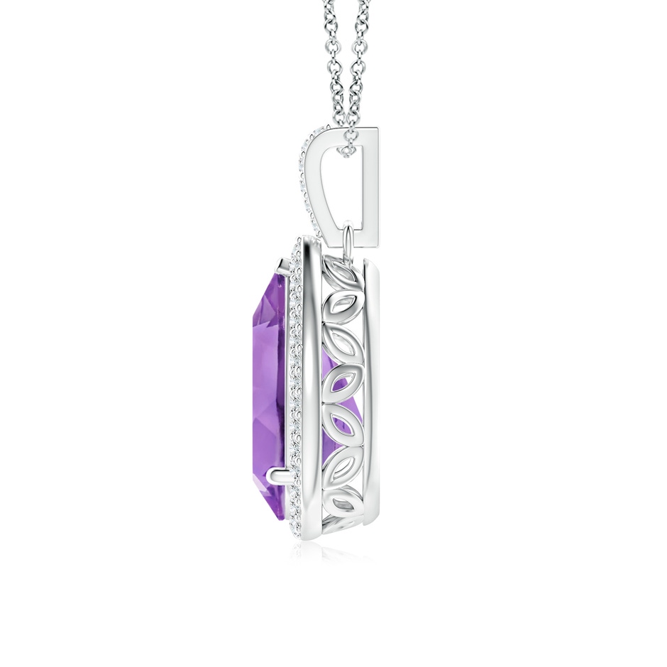 13x8mm A Pear-Shaped Amethyst Halo Pendant with Diamonds in White Gold side 199