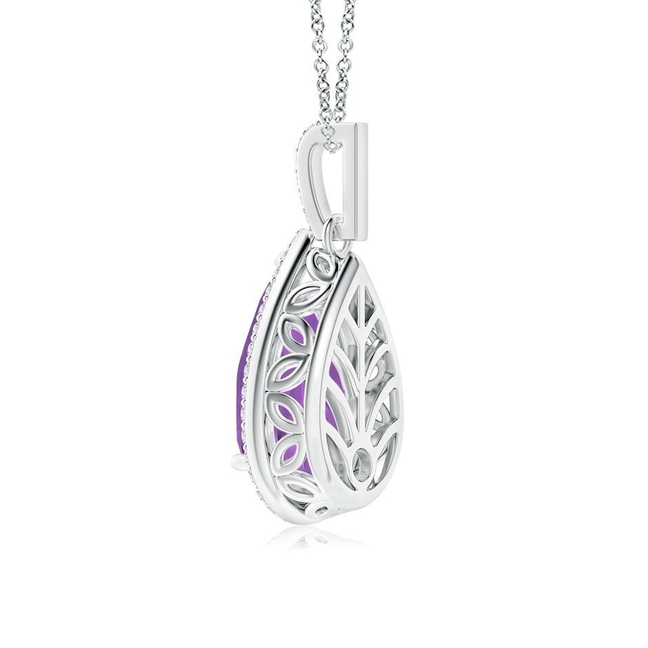 13x8mm A Pear-Shaped Amethyst Halo Pendant with Diamonds in White Gold side 299