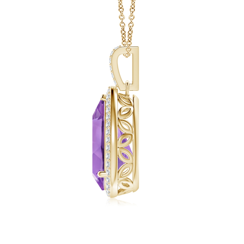 13x8mm A Pear-Shaped Amethyst Halo Pendant with Diamonds in Yellow Gold side 199