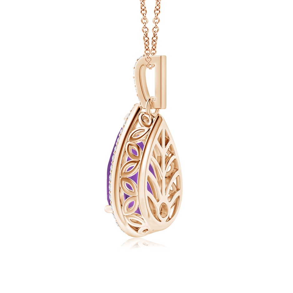 13x8mm AA Pear-Shaped Amethyst Halo Pendant with Diamonds in Rose Gold side 299