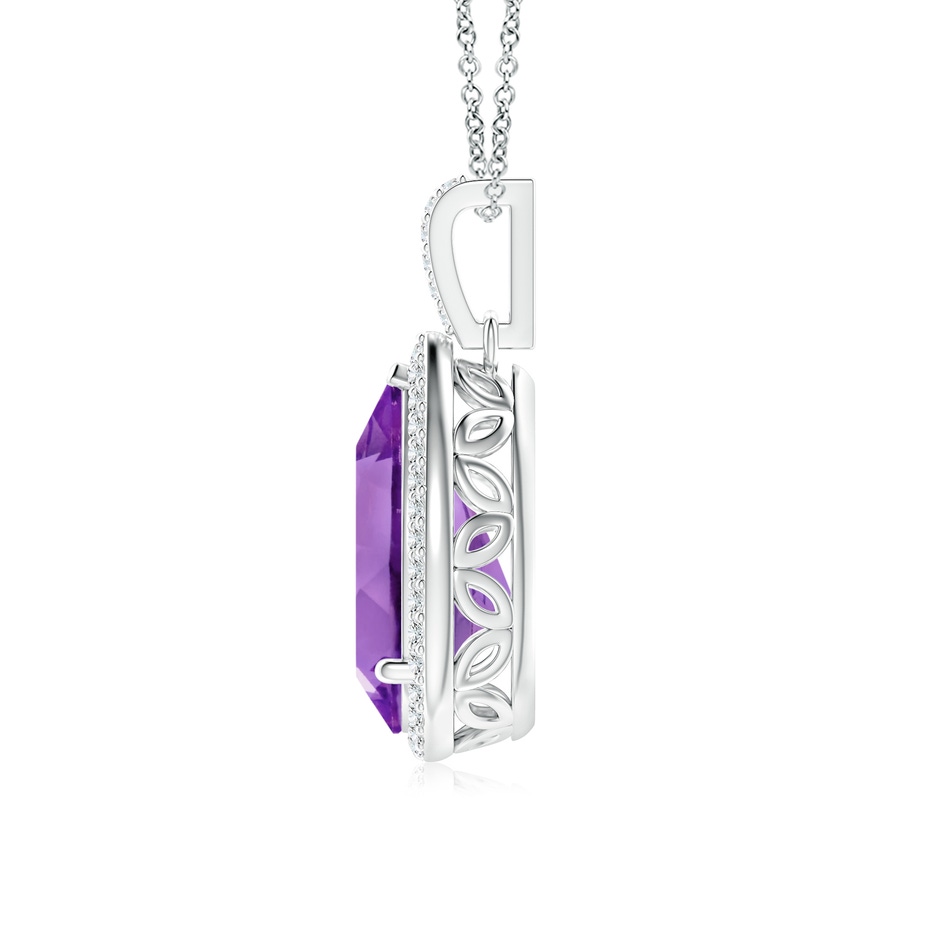 13x8mm AA Pear-Shaped Amethyst Halo Pendant with Diamonds in White Gold side 199