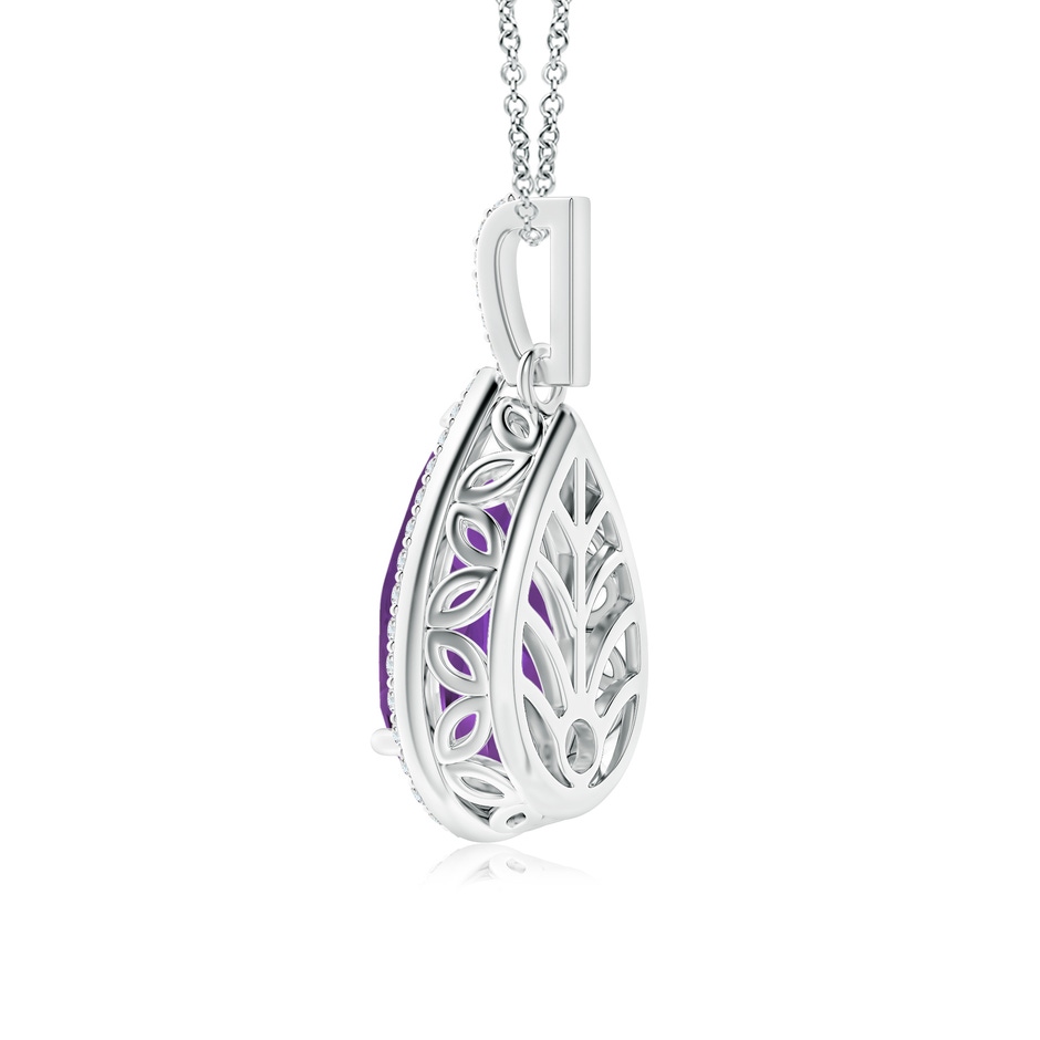 13x8mm AAA Pear-Shaped Amethyst Halo Pendant with Diamonds in P950 Platinum side 299