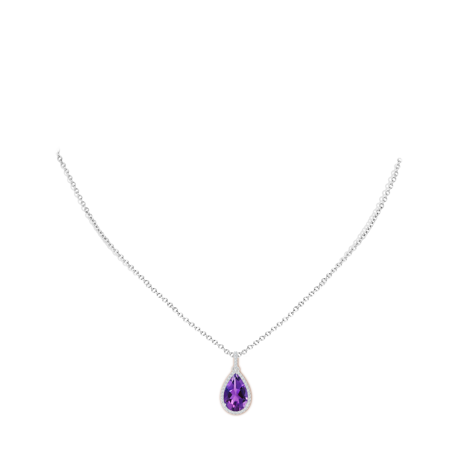 13x8mm AAAA Pear-Shaped Amethyst Halo Pendant with Diamonds in P950 Platinum pen