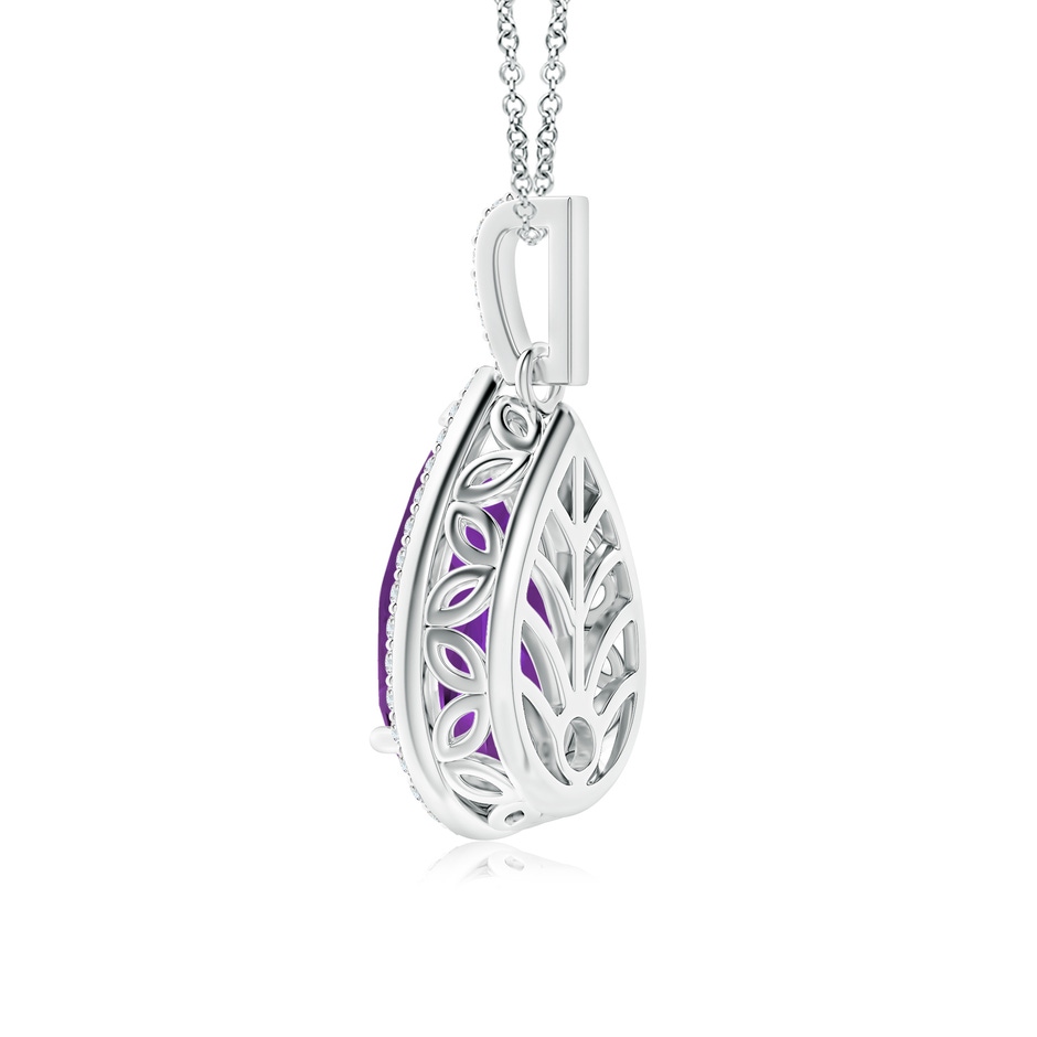 13x8mm AAAA Pear-Shaped Amethyst Halo Pendant with Diamonds in White Gold side 299