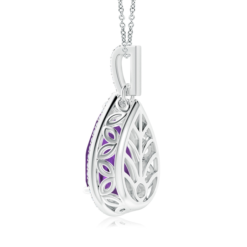 15x10mm AAA Pear-Shaped Amethyst Halo Pendant with Diamonds in White Gold side 299