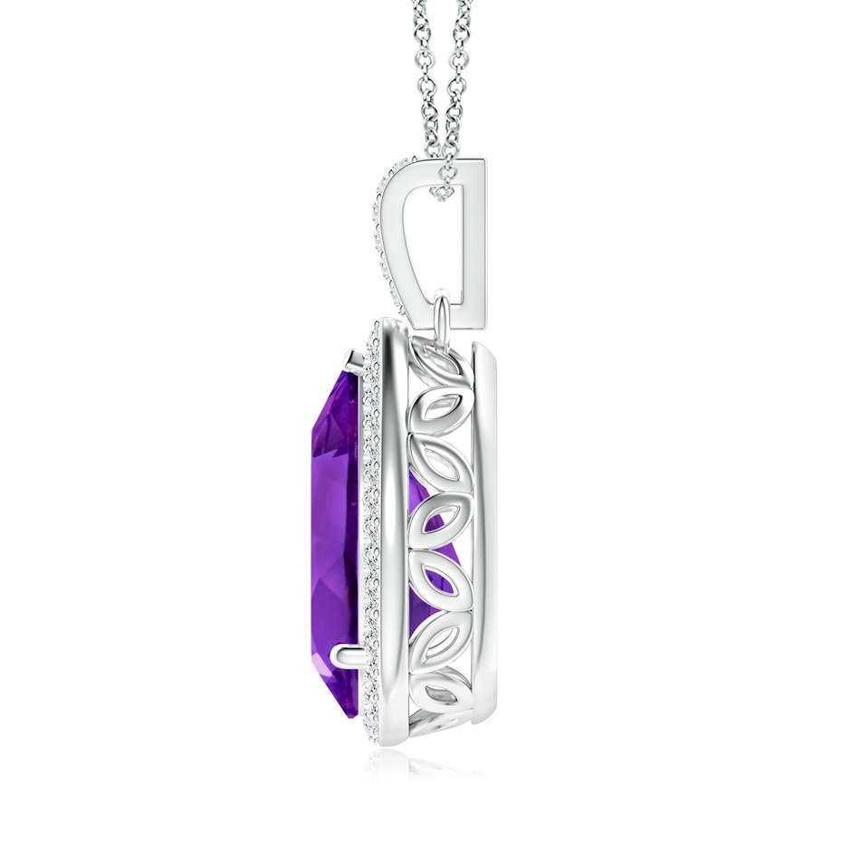 15x10mm AAAA Pear-Shaped Amethyst Halo Pendant with Diamonds in P950 Platinum side 199