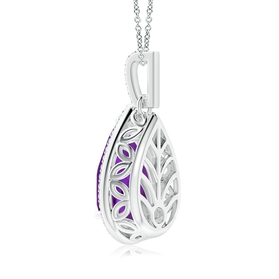 15x10mm AAAA Pear-Shaped Amethyst Halo Pendant with Diamonds in P950 Platinum side 299