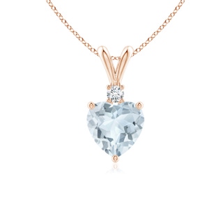 6mm A Heart-Shaped Aquamarine V-Bale Pendant with Diamond in 9K Rose Gold